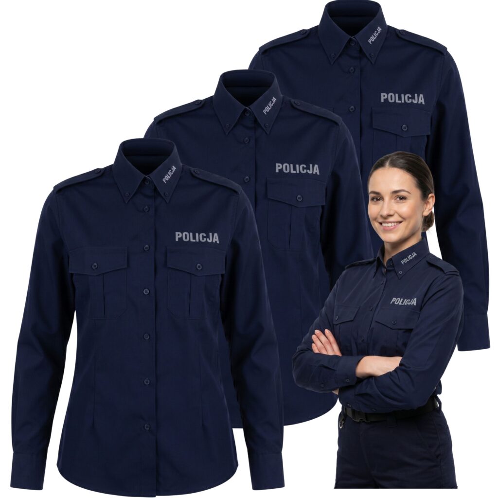 Koszula Damska Służbowa Zestaw 3-PAK Długi Rękaw Policja