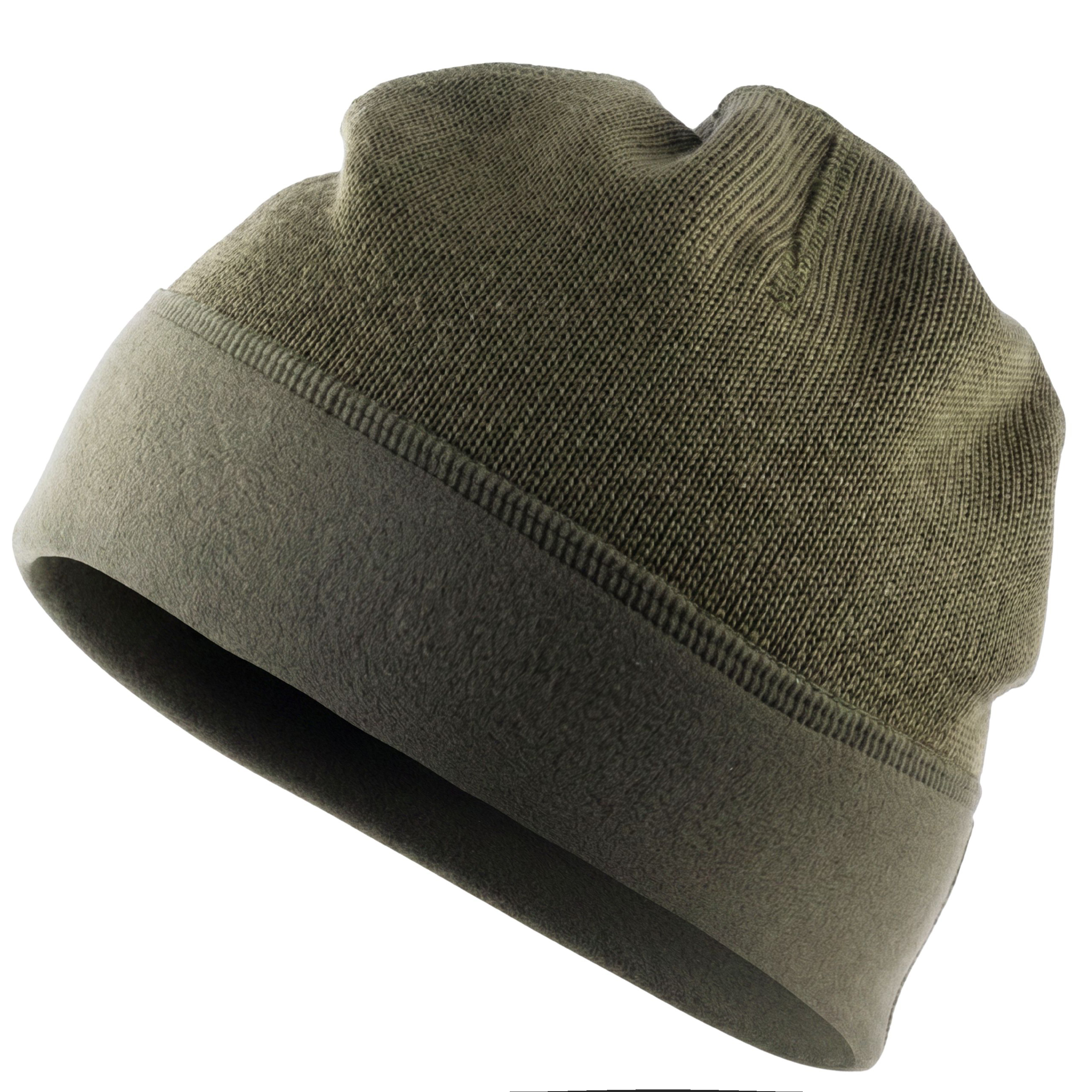 Czapka zimowa 420 khaki dwuwarstwowa wełna akryl mikropolar - obrazek 8
