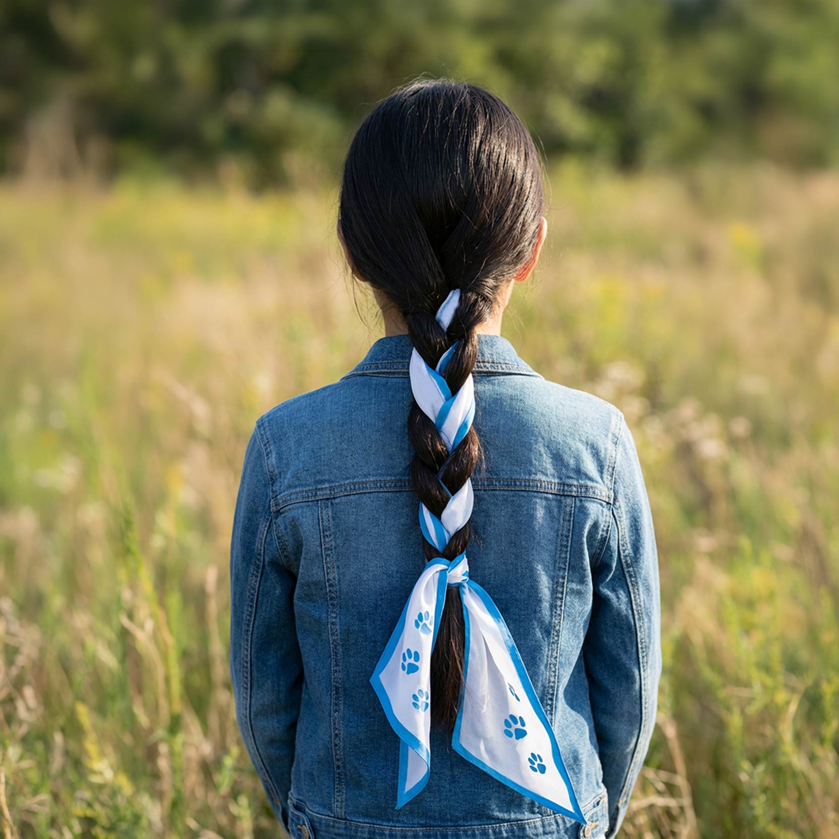 Apaszka Damska Biała Niebieska Chusta Psie Łapy Bandana - obrazek 5