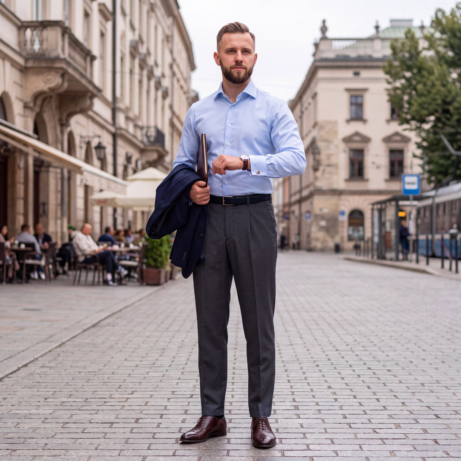 Spodnie męskie grafitowe klasyczne eleganckie Manotto - obrazek 4