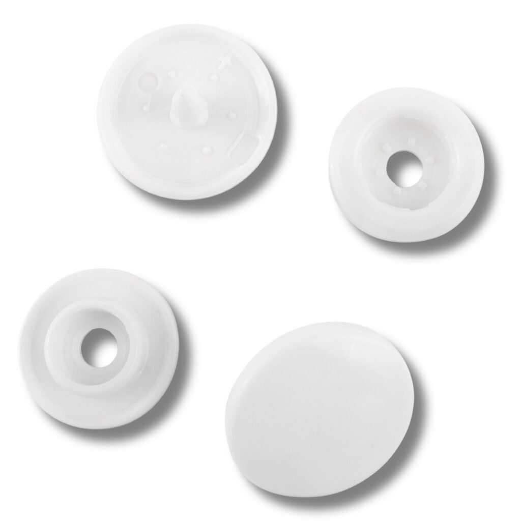 Napy plastikowe 12mm białe zatrzaski zestaw 1000 sztuk