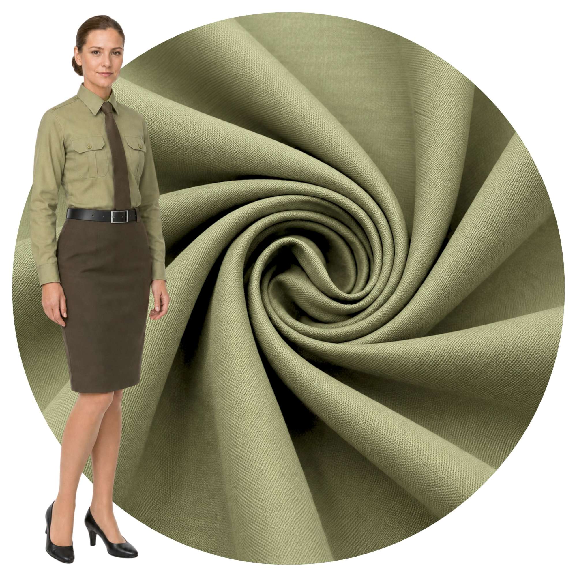 Tkanina koszulowa khaki wyjściowa Wojsk Lądowych 120 g/m² na metry - obrazek 4