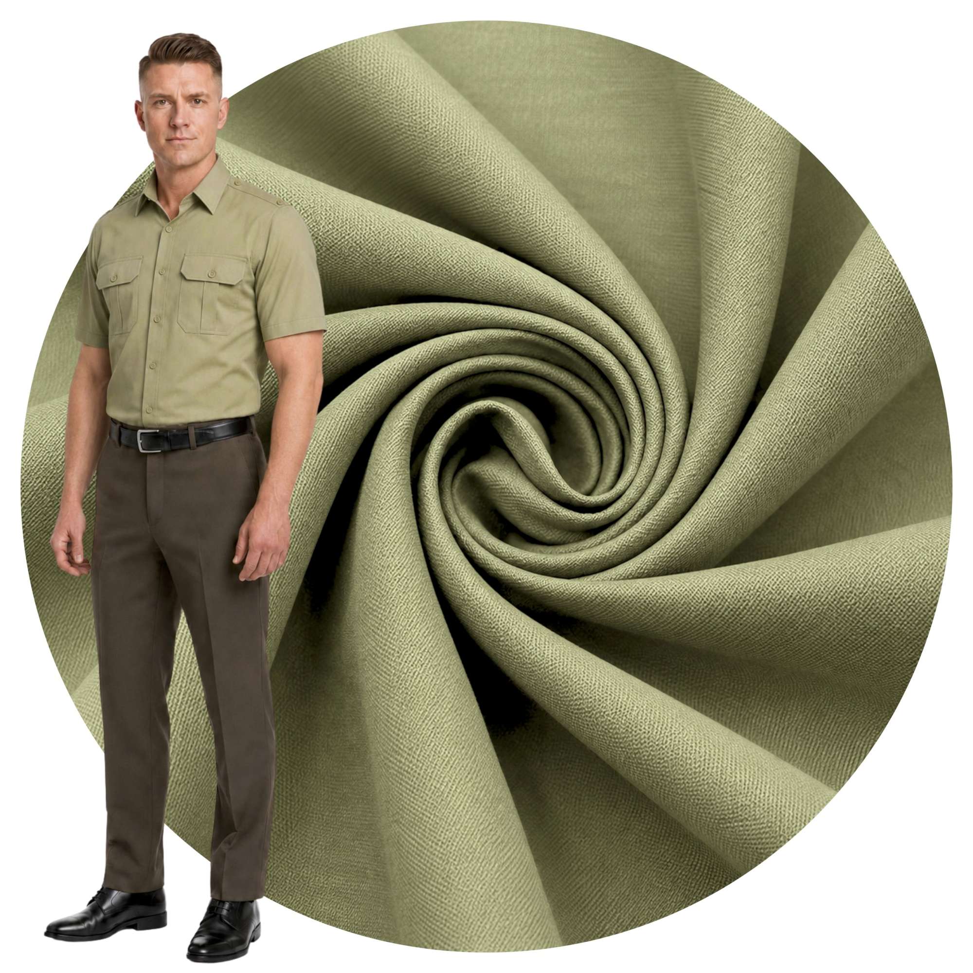Tkanina koszulowa khaki wyjściowa Wojsk Lądowych 120 g/m² na metry - obrazek 3