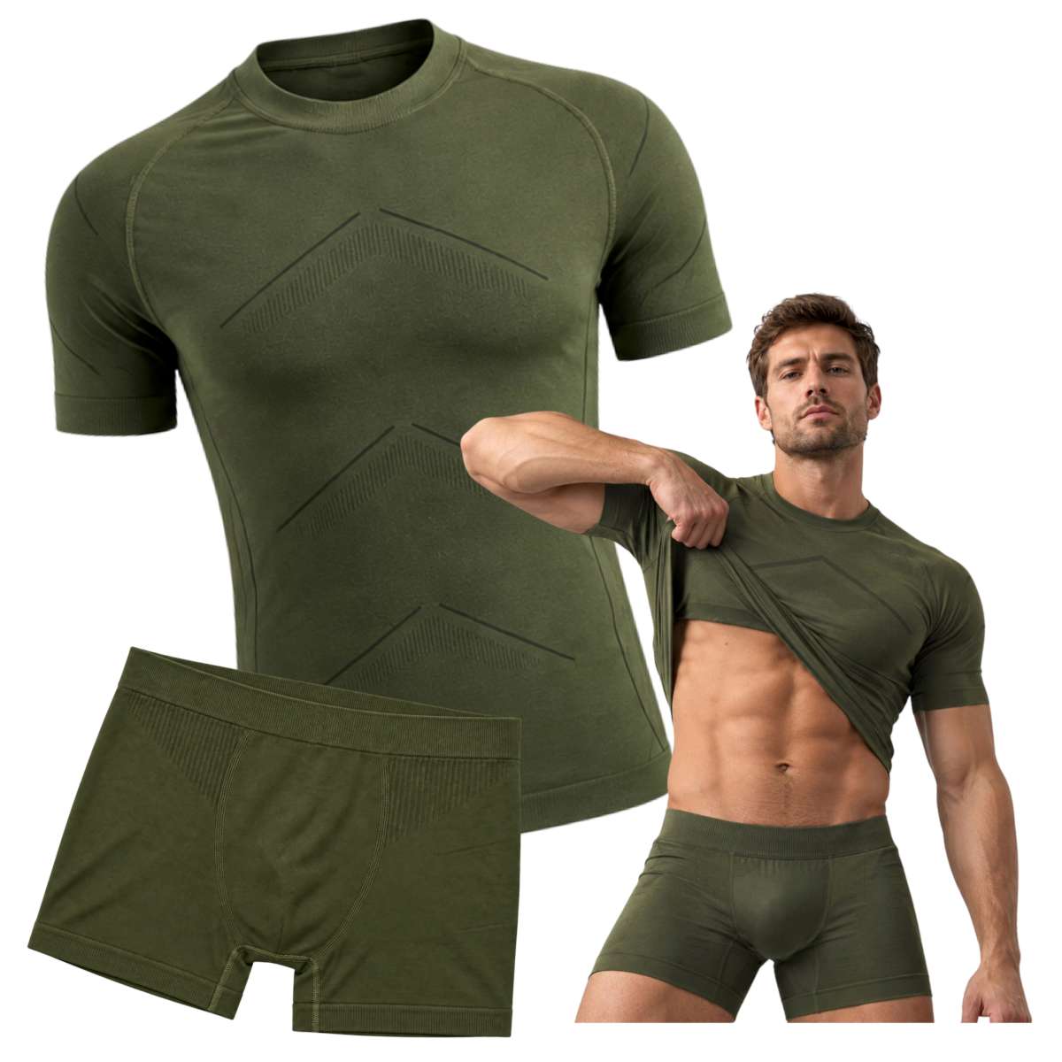 Bielizna termoaktywna męska 518 letnia khaki - obrazek 13